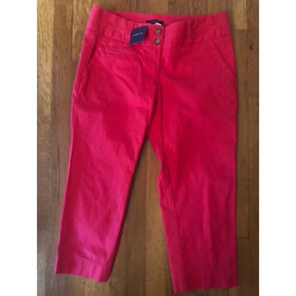 NWT Lands End Womens Petite Size 6P Weekend Chino Crop Pants Cherry - Picture 1 of 4